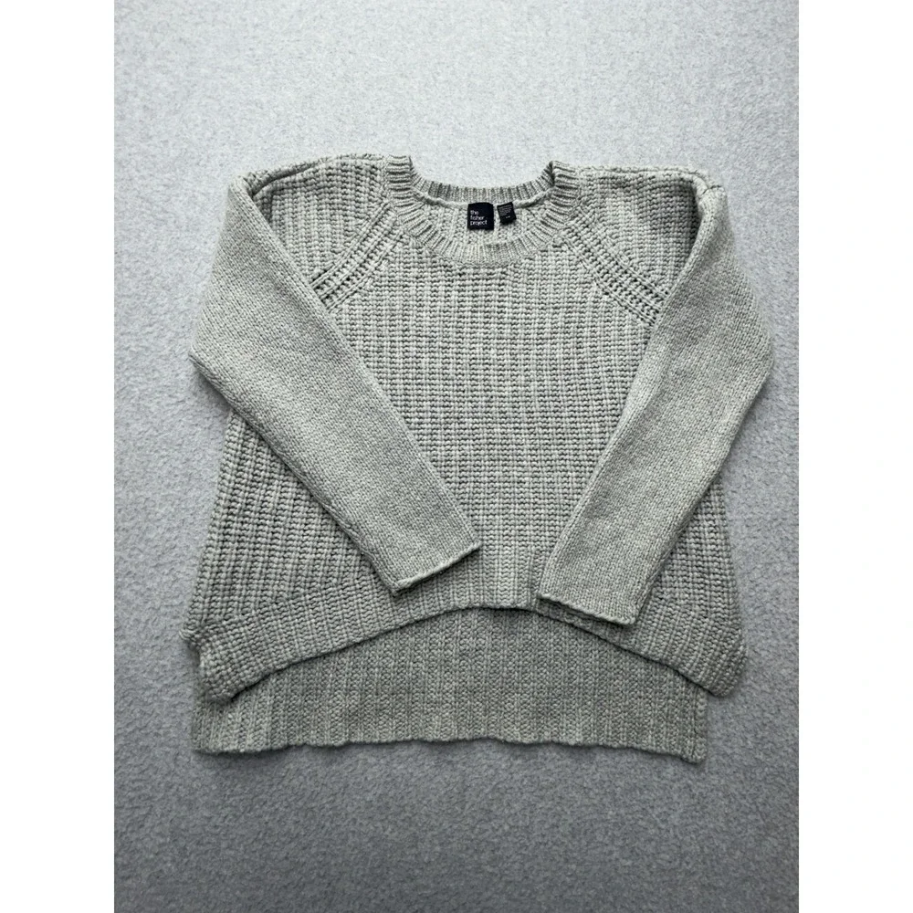 The Fisher Project Sweater Womens L Gray Merino‎ Wool Crew Neck Chunky Knit